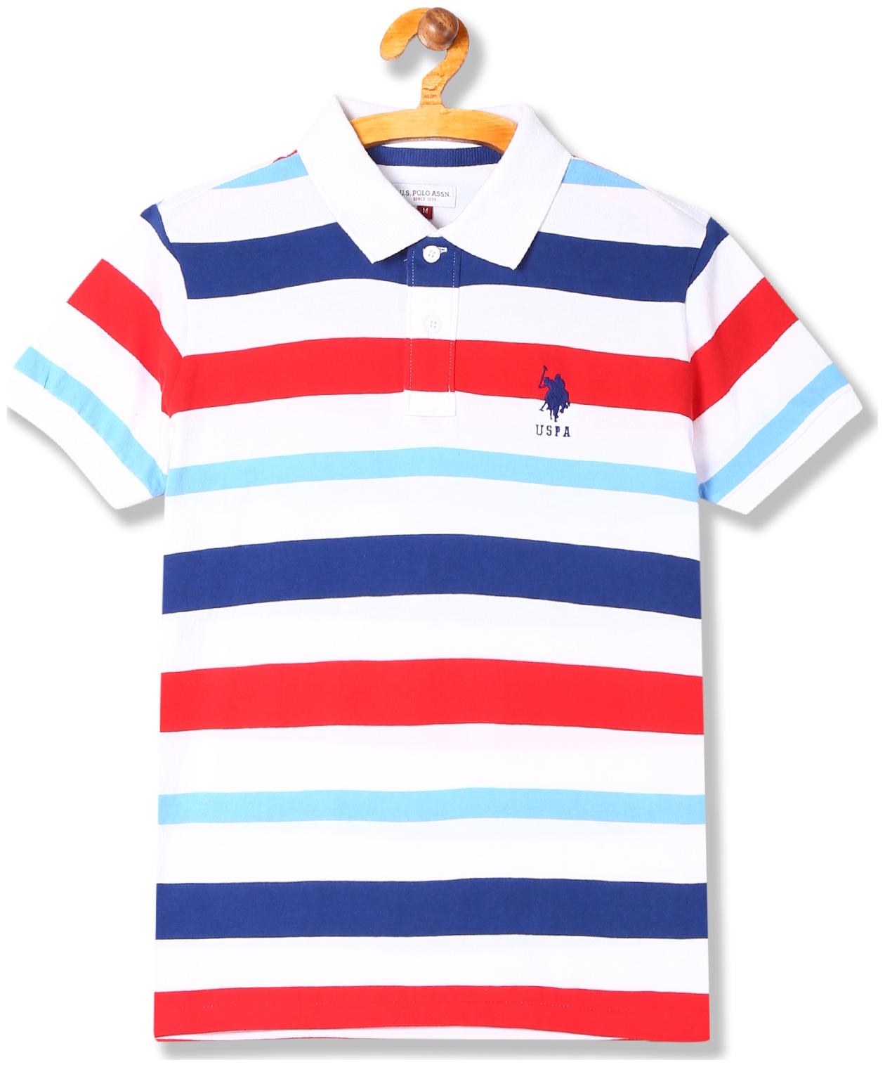 

U S Polo Assn Boy Cotton Striped T-shirt - Red