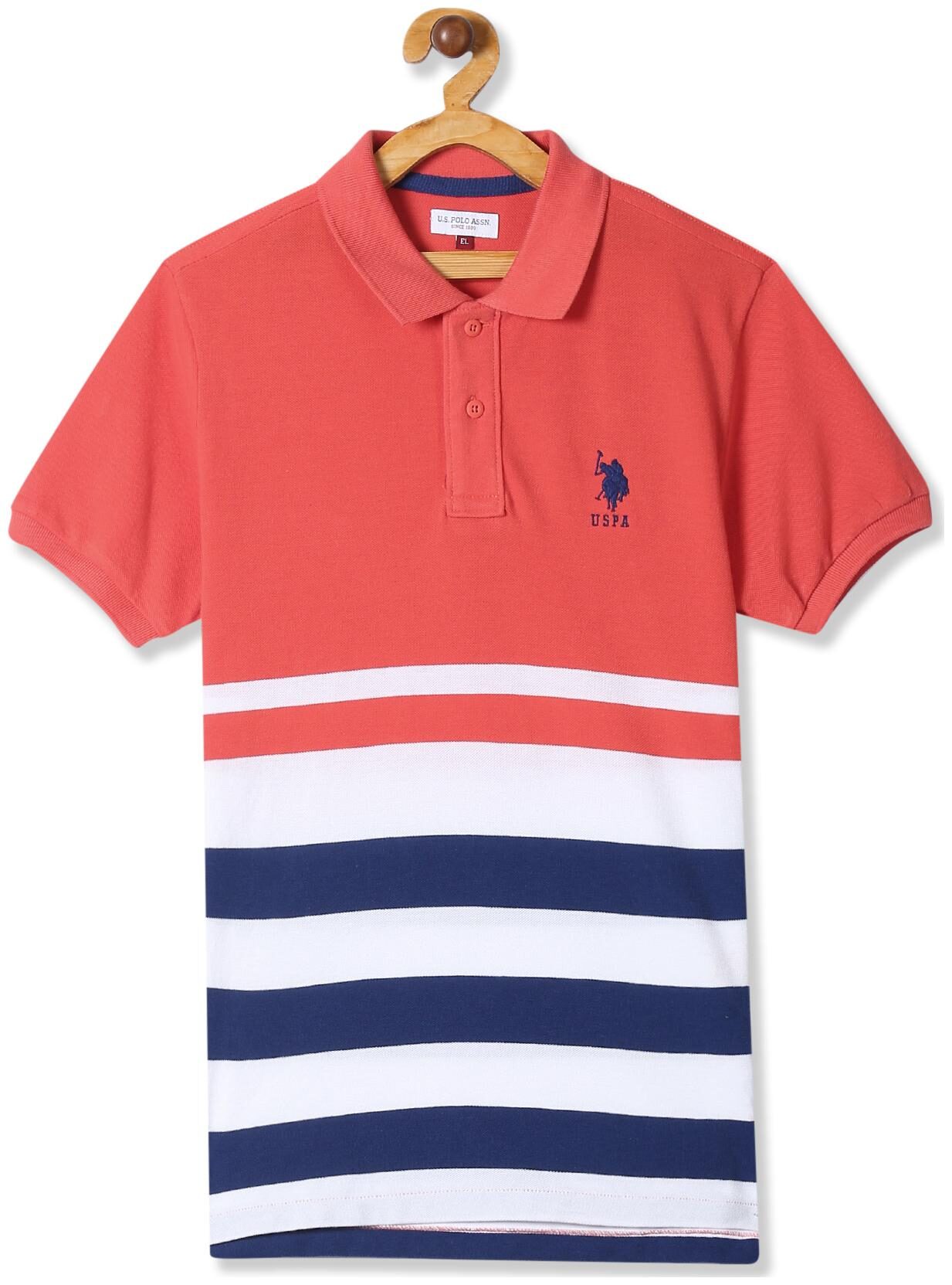 

U S Polo Assn Boy Cotton Striped T-shirt - Orange