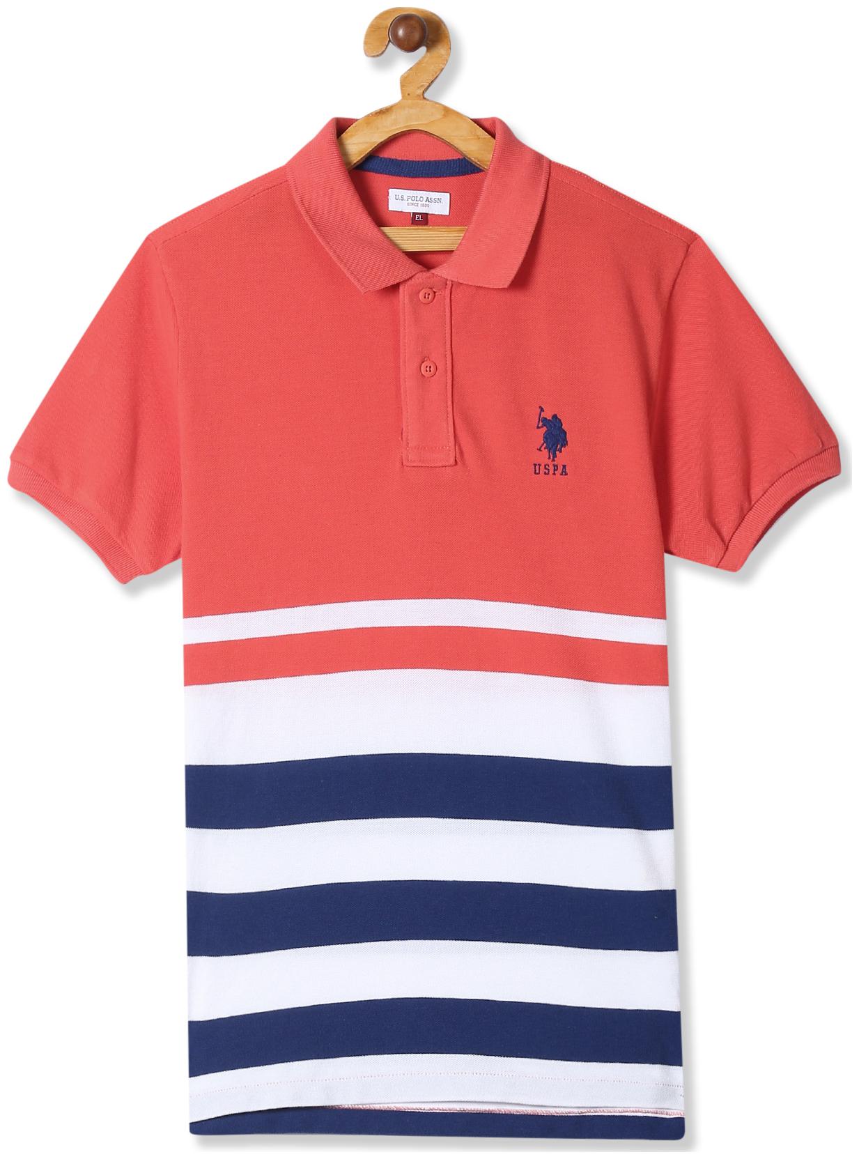 

U S Polo Assn Boy Cotton Striped T-shirt - Orange