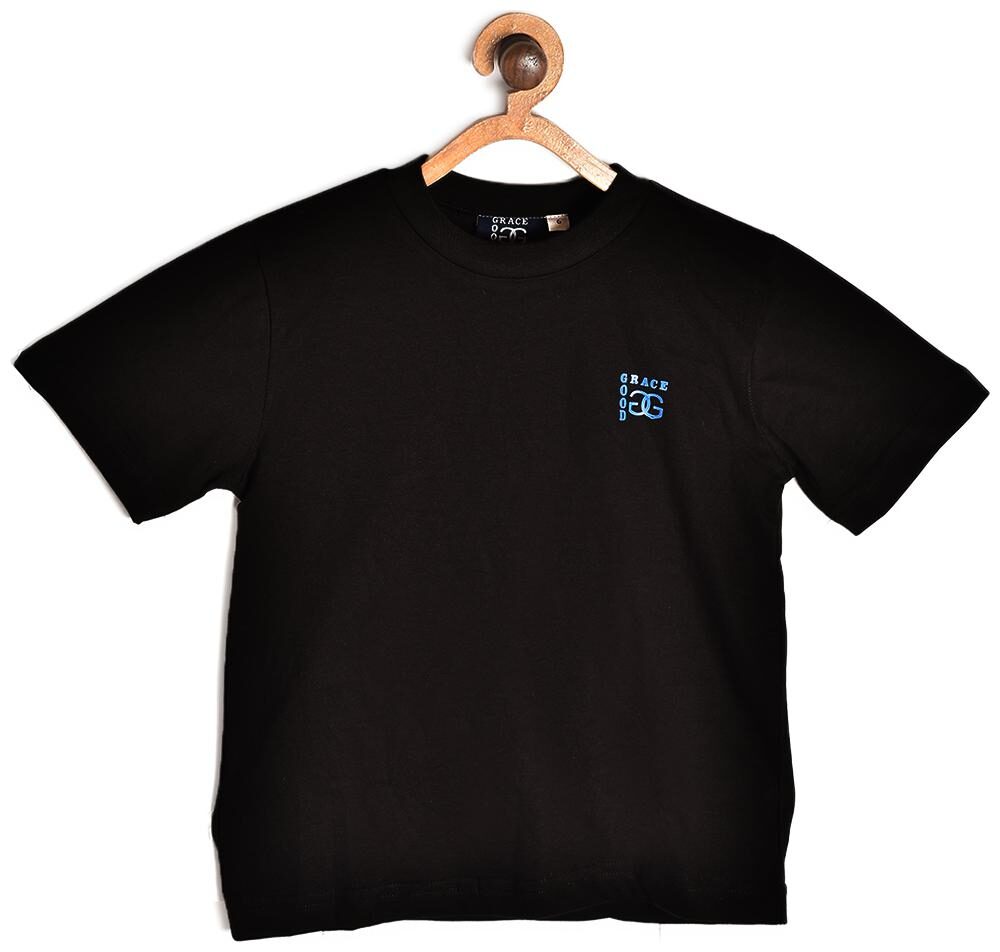 

Good Grace Boy Cotton Solid T-shirt - Black