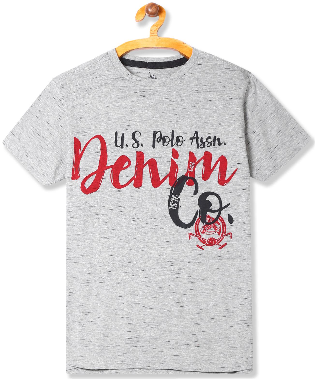 

U S Polo Assn Boy Cotton blend Solid T-shirt - Grey