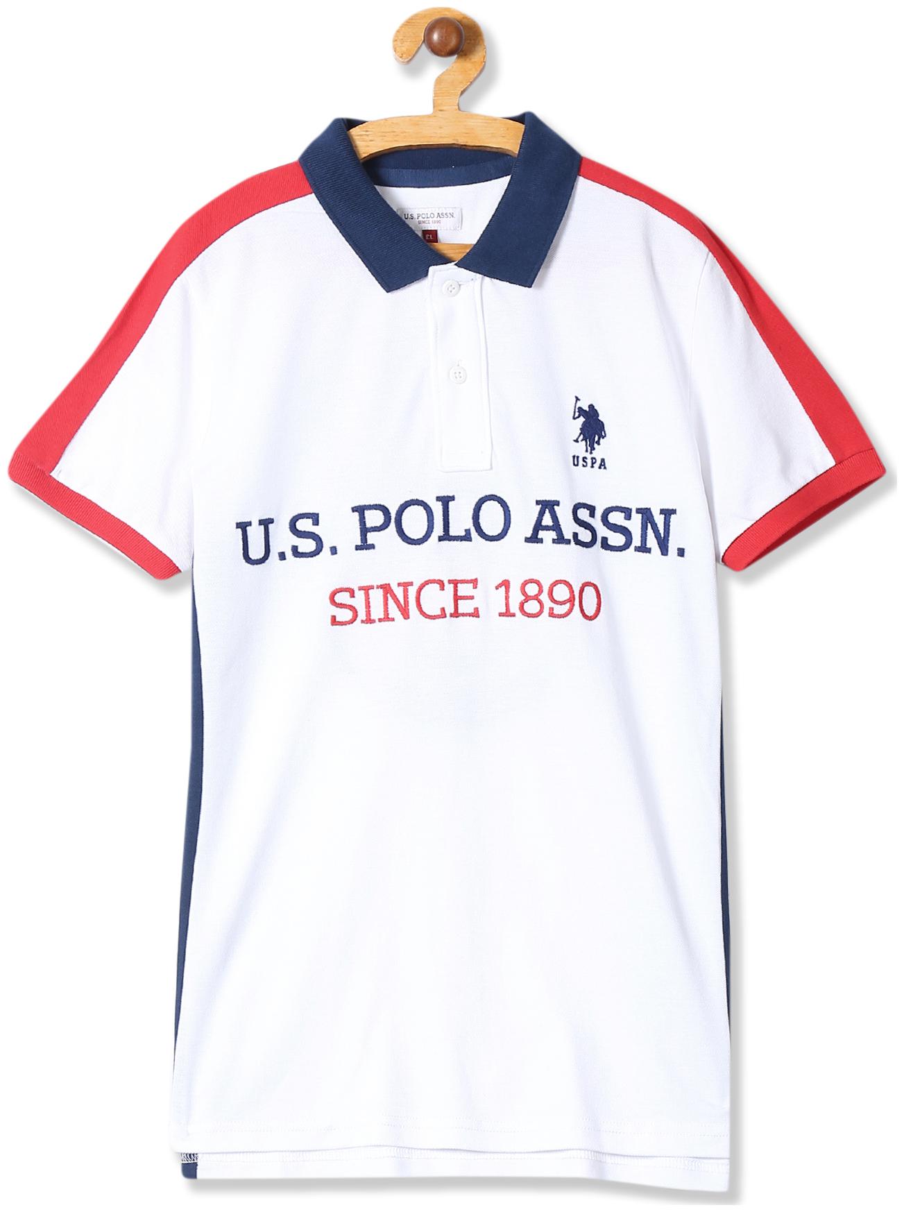 

U S Polo Assn Boy Cotton Colorblocked T-shirt - White