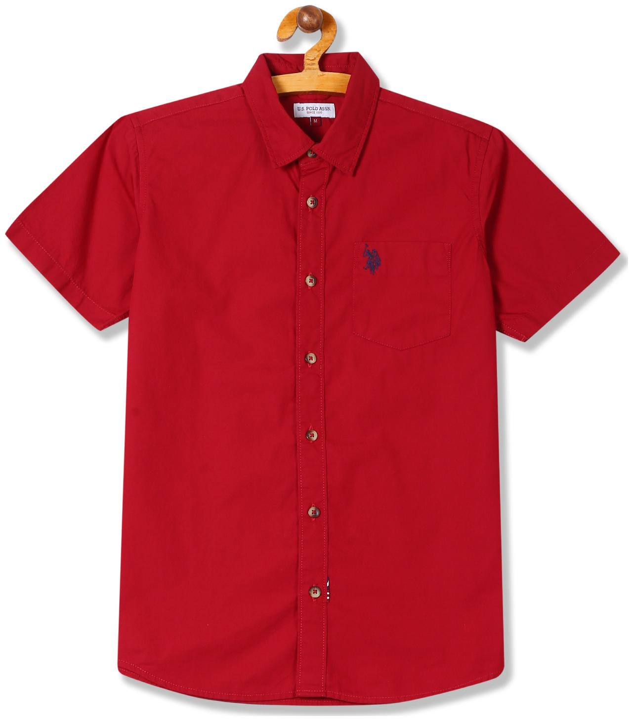 

U S Polo Assn Boy Cotton Solid Shirt Red