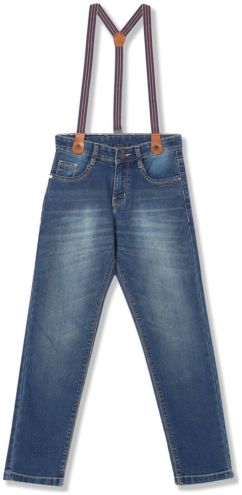 

Boys Stone Wash Jeans with Suspenders