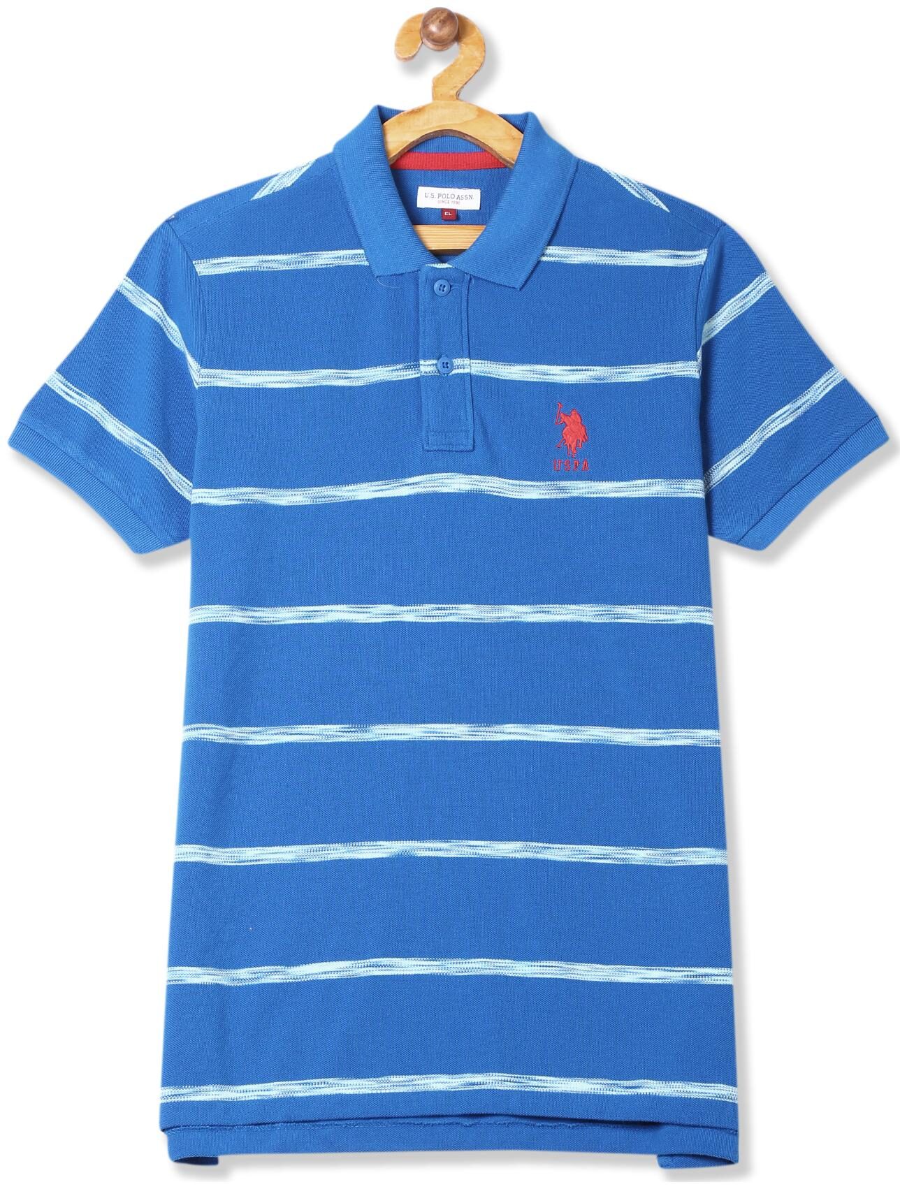 

U S Polo Assn Boy Cotton Striped T-shirt - Blue