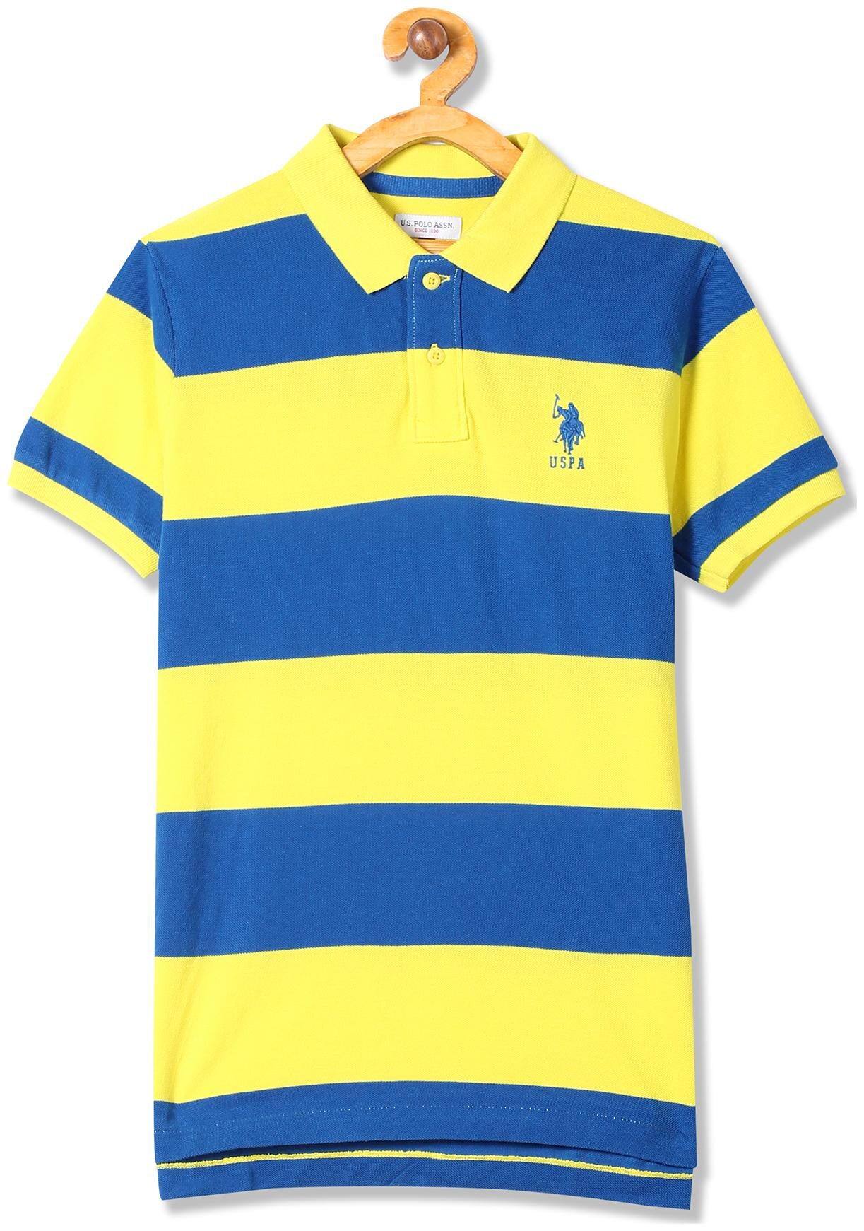

U S Polo Assn Boy Cotton Striped T-shirt - Yellow