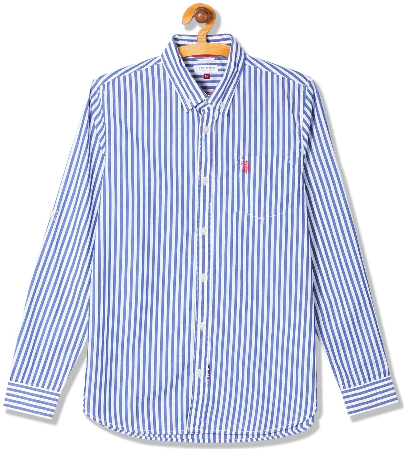 

U S Polo Assn Boy Cotton Striped Shirt Blue