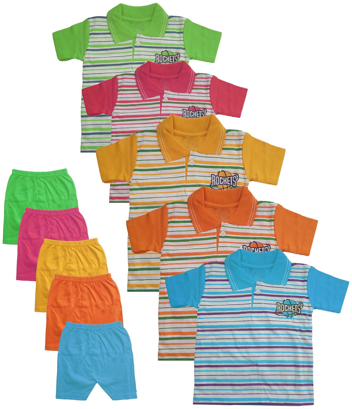 

BRAND FLEX Cotton blend Striped Top Bottom Set - Multi