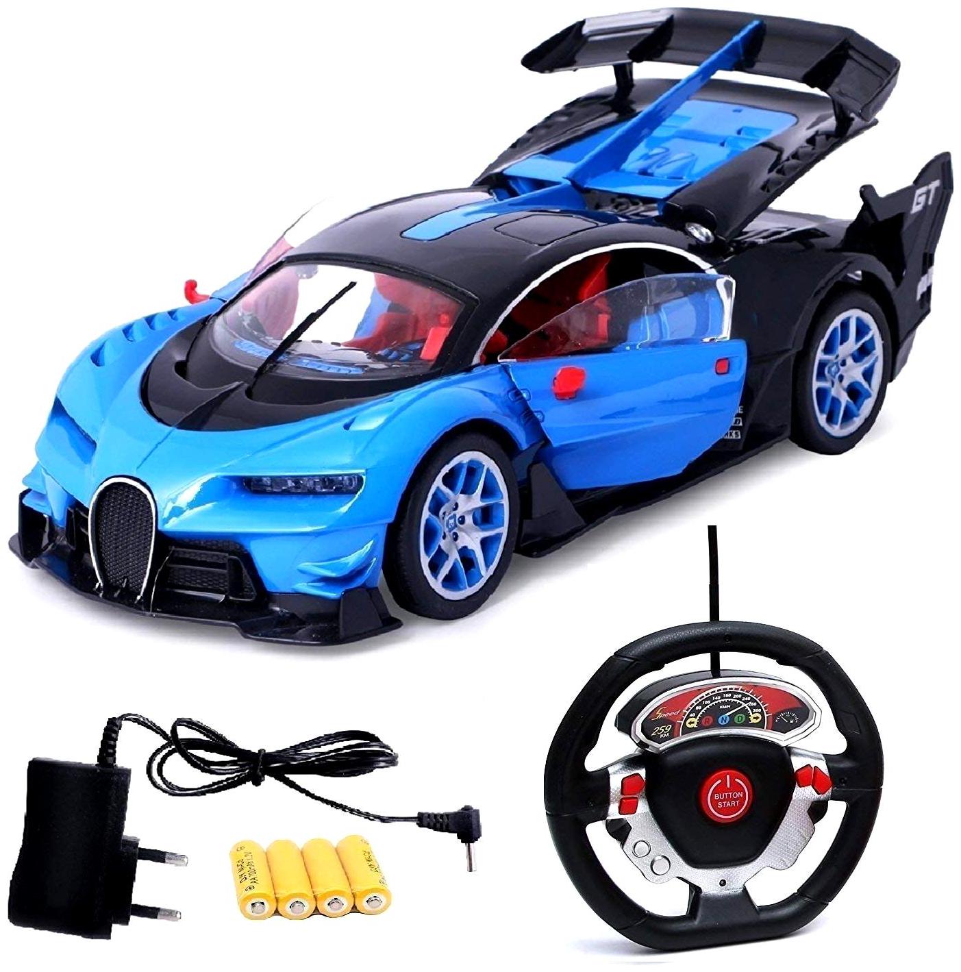 

Bugatti Style Remote Control Rechargeable Car With Opening Doors blue