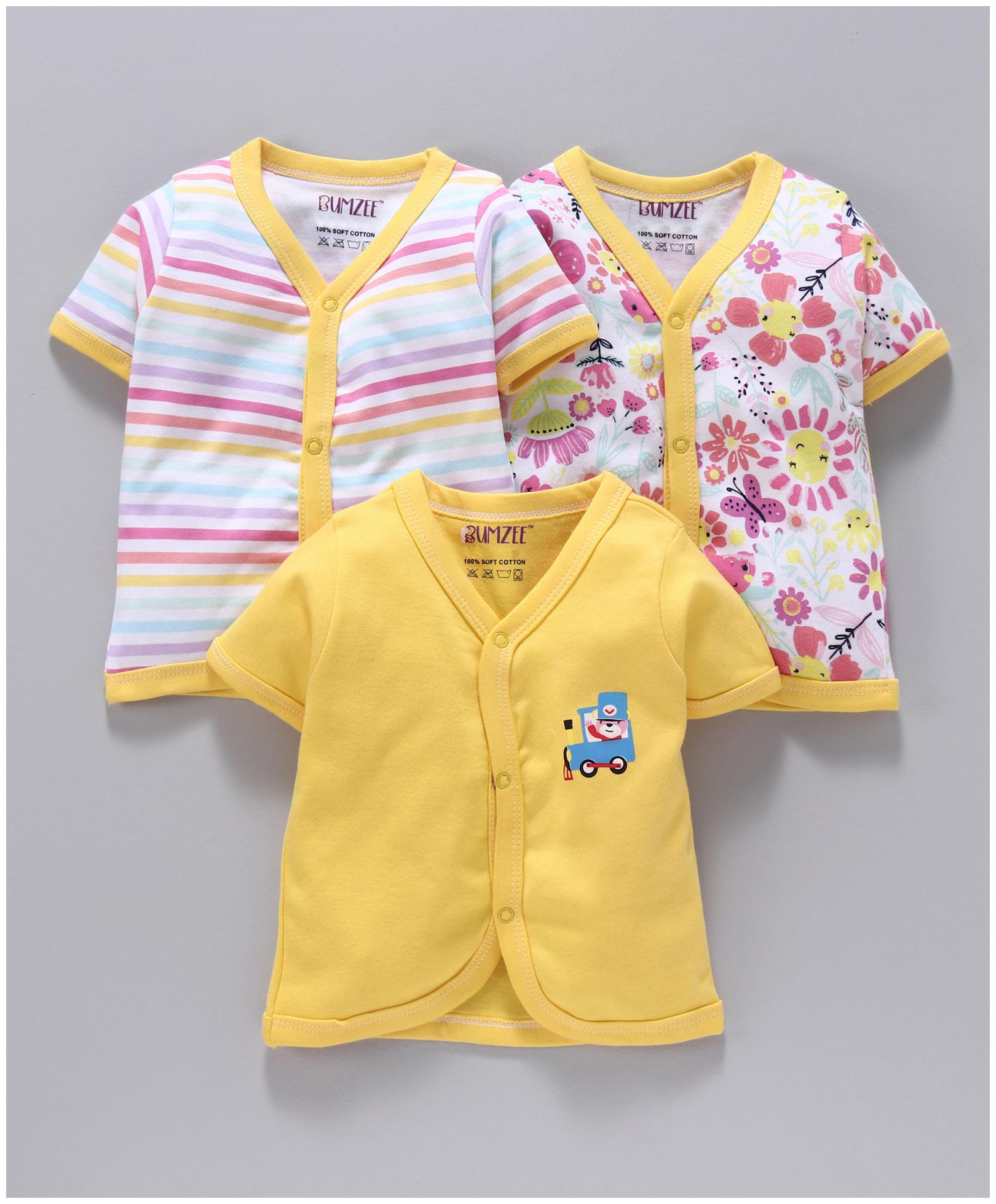 

BUMZEE Cotton Solid T shirt for Unisex Infants - Yellow
