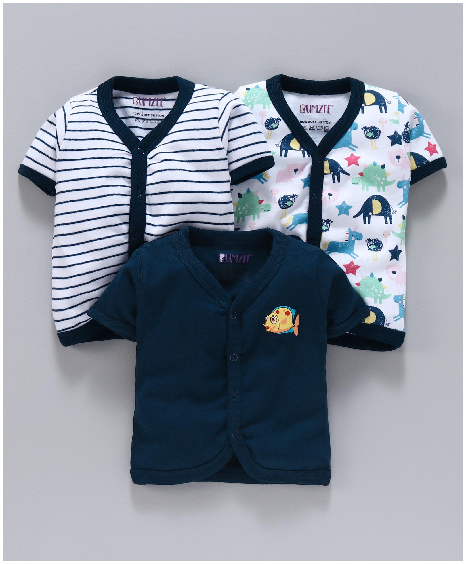 

BUMZEE Cotton Solid T shirt for Unisex Infants - Blue
