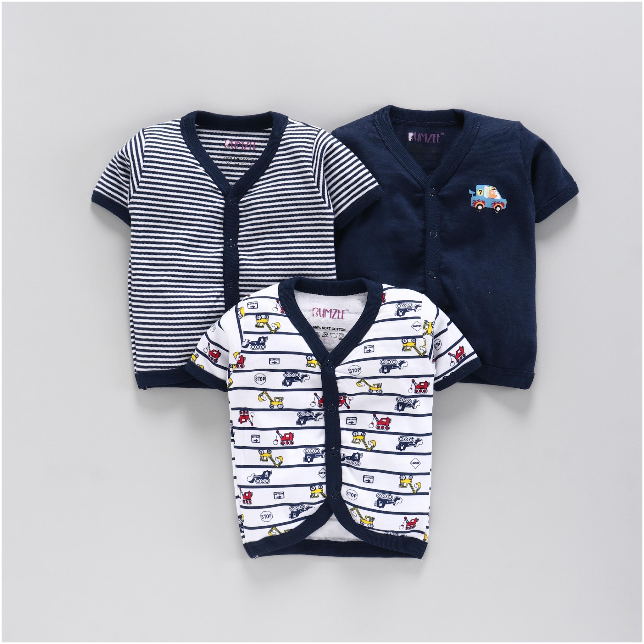 

BUMZEE Cotton Solid T shirt for Unisex Infants - Blue