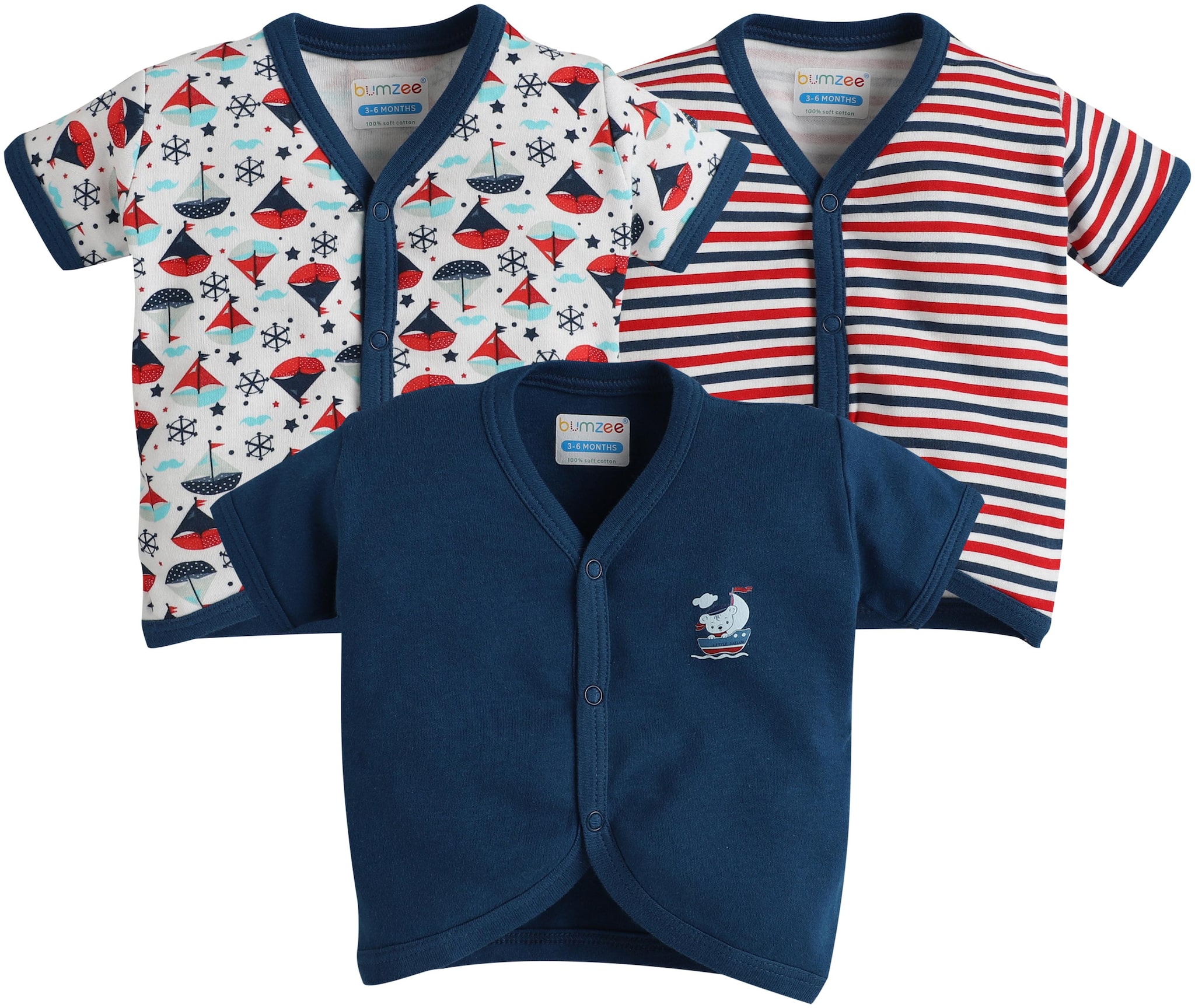 

BUMZEE Knitted Printed T shirt for Unisex Infants - Multi
