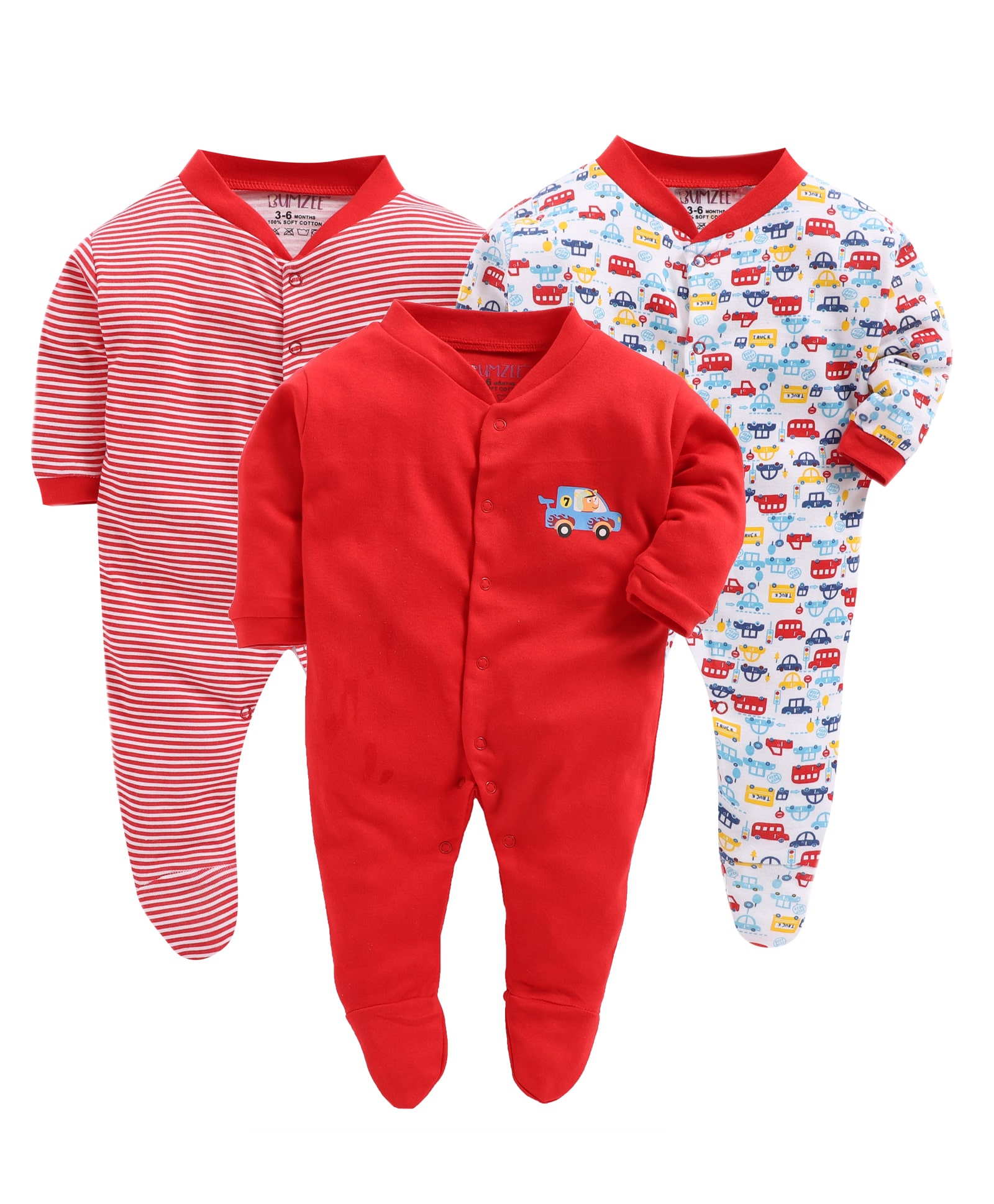 

BUMZEE Unisex Knitted Printed Sleep suit - Red