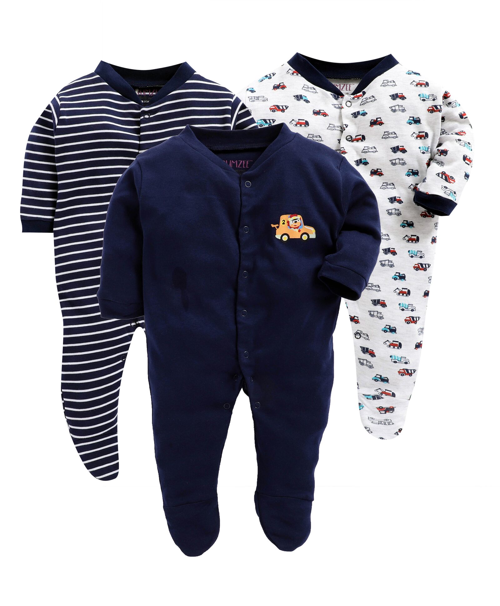 

BUMZEE Unisex Knitted Printed Sleep suit - Blue
