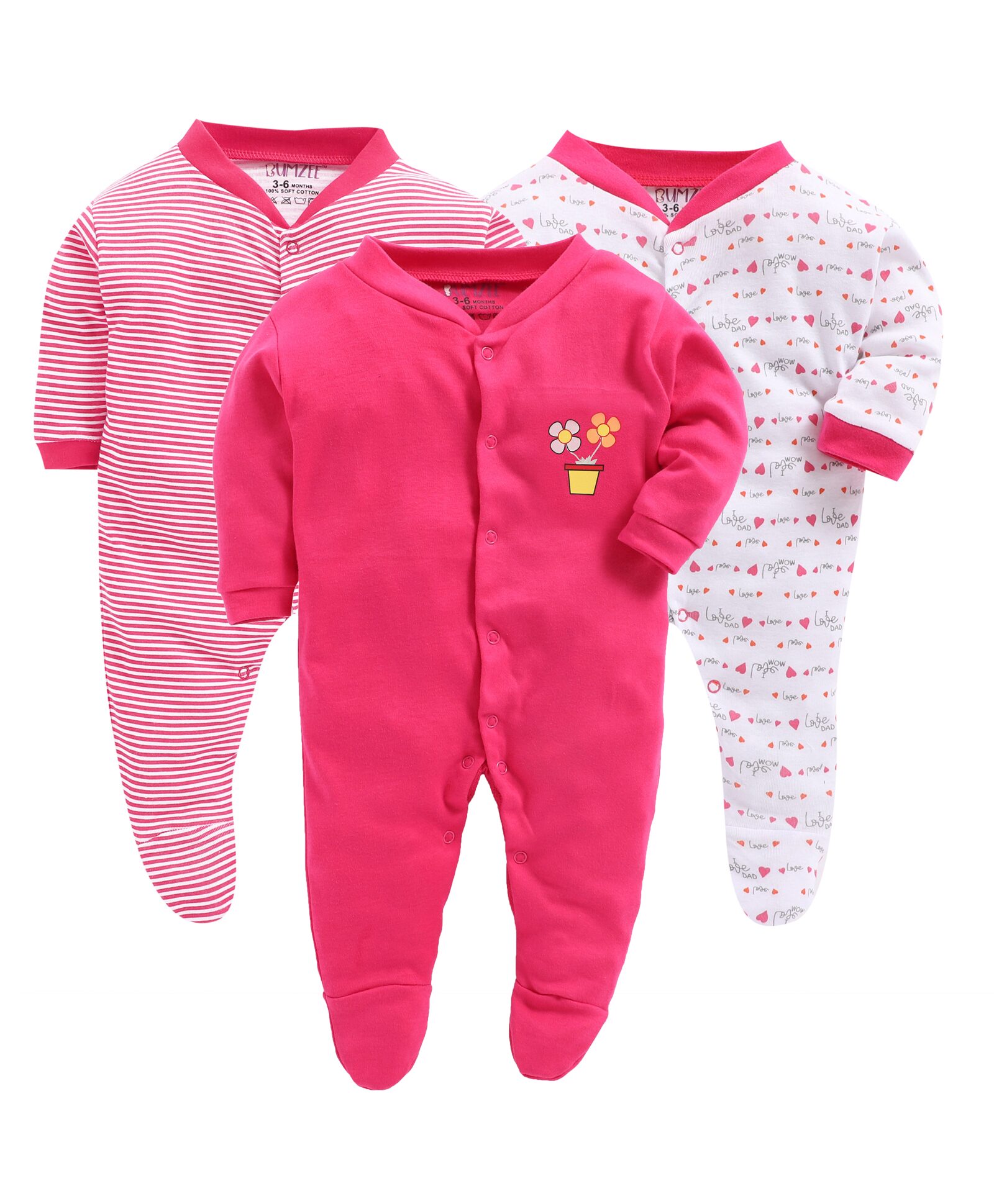 

BUMZEE Unisex Knitted Printed Sleep suit - Pink
