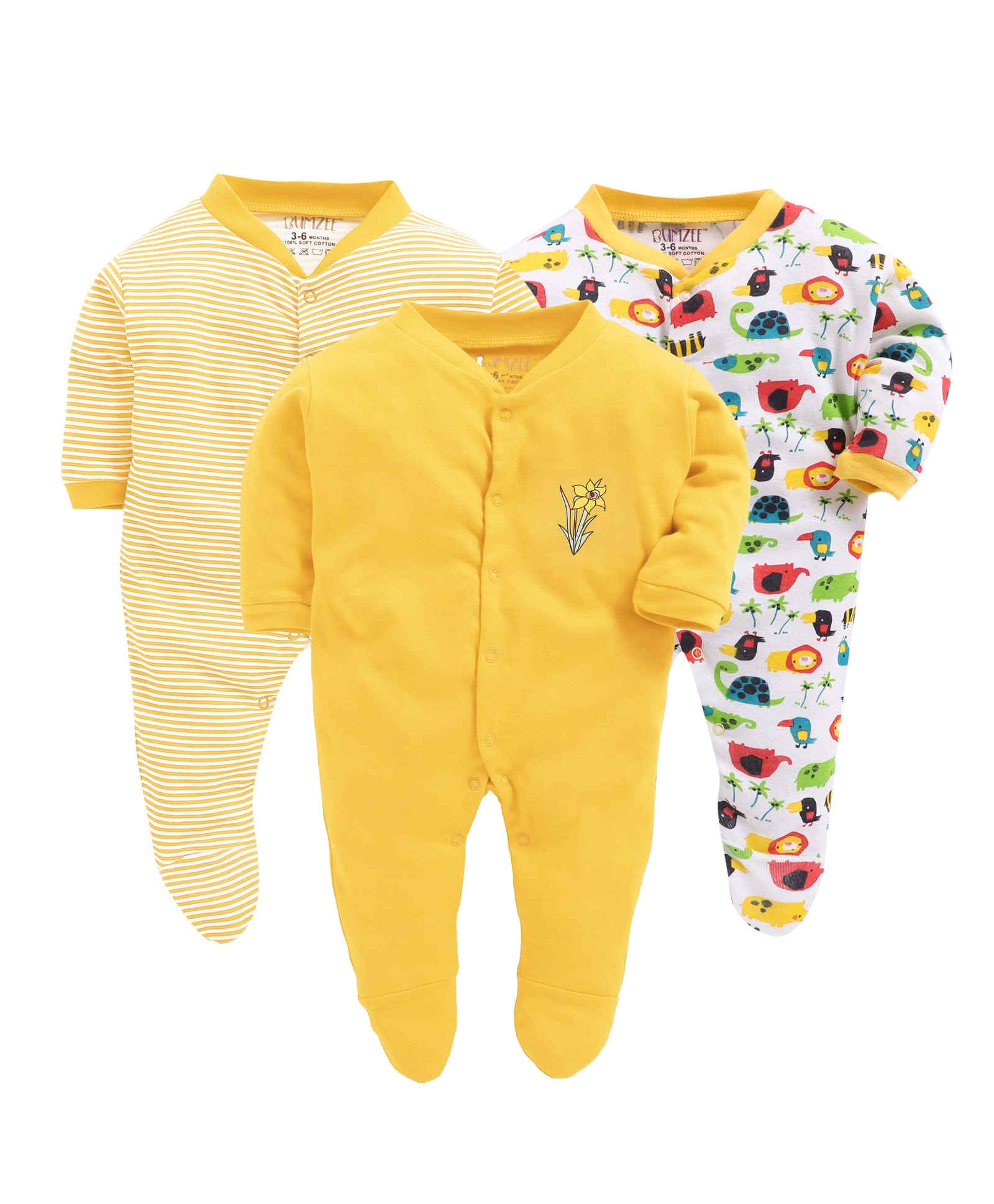 

BUMZEE Unisex Knitted Printed Sleep suit - Yellow