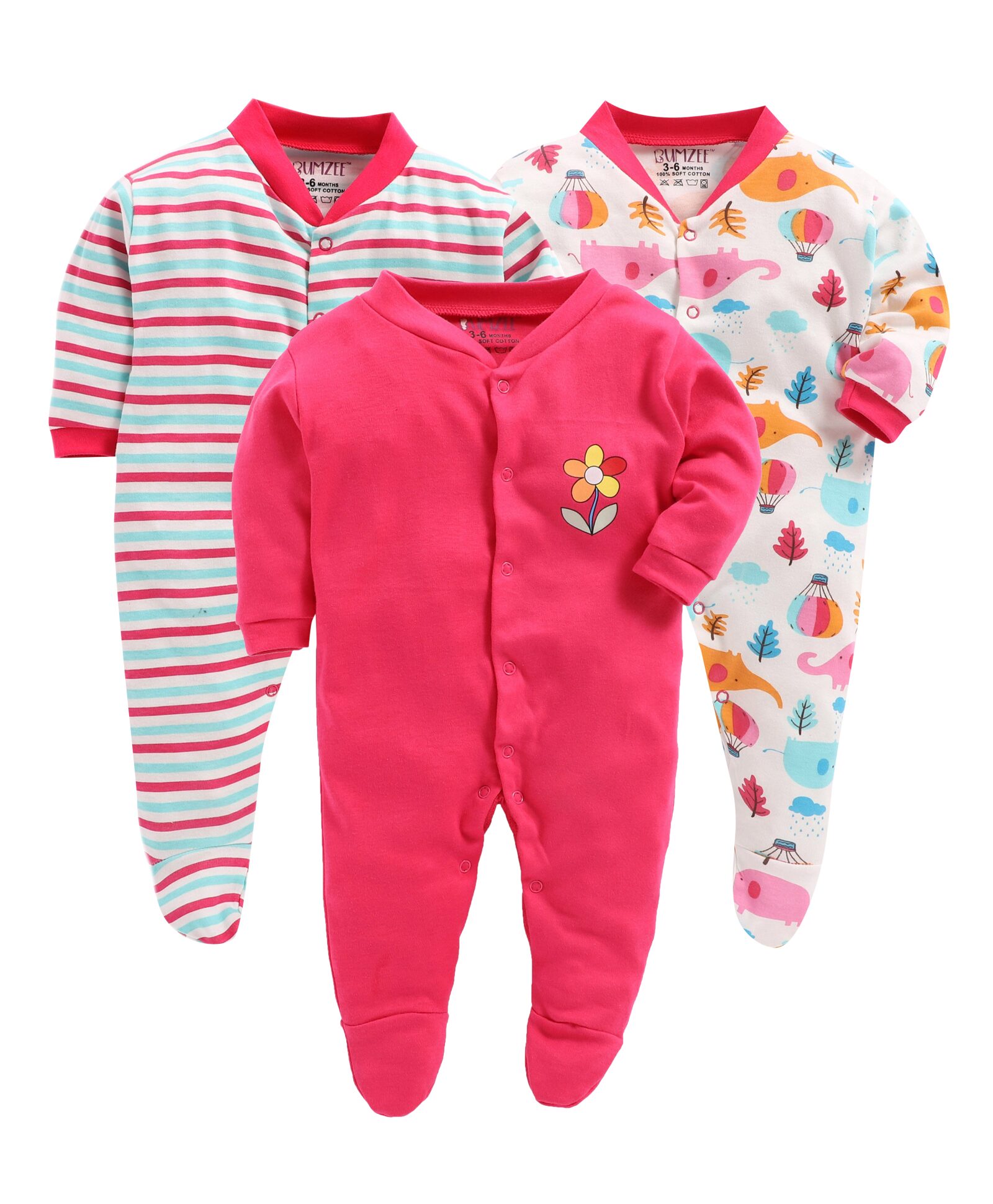 

BUMZEE Unisex Knitted Printed Sleep suit - Pink