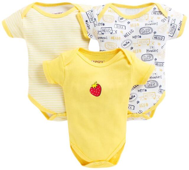 BUMZEE Unisex Cotton Printed Body suit - Yellow