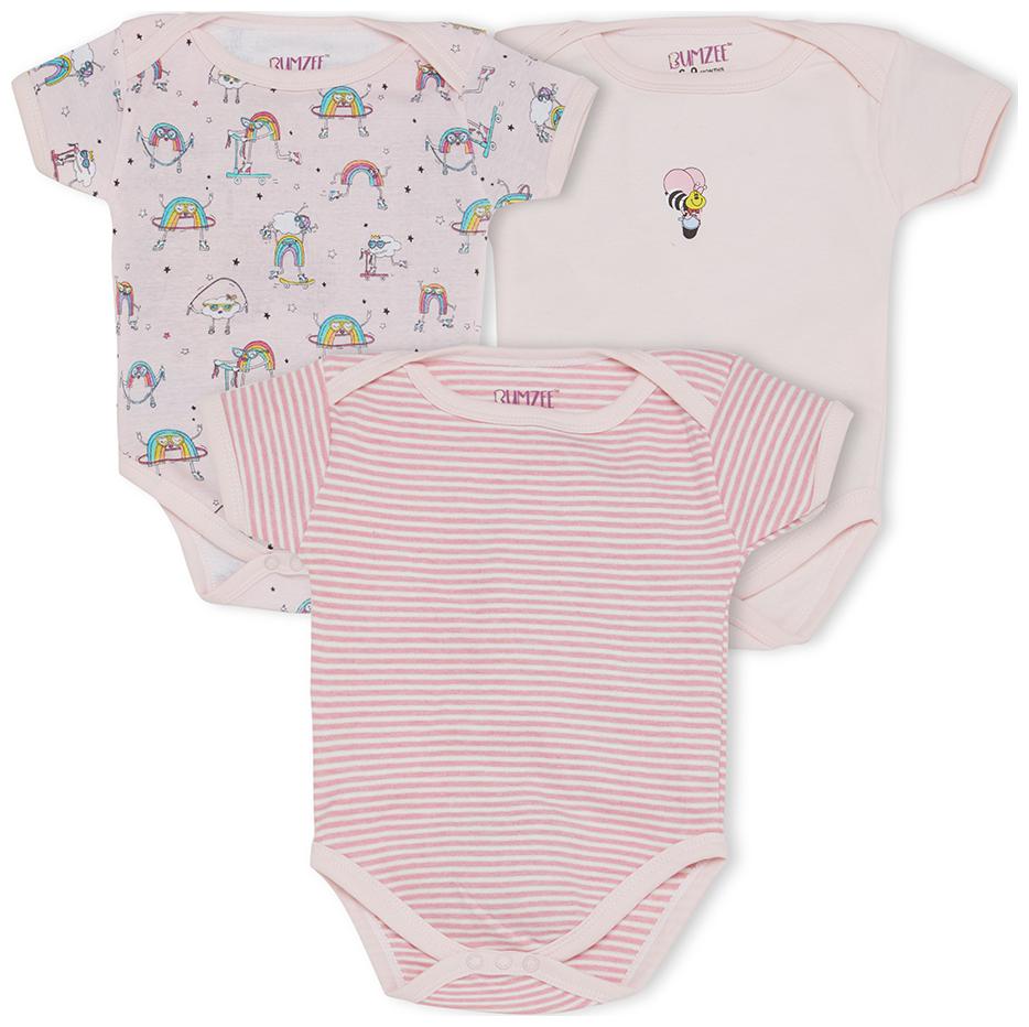 

BUMZEE Unisex Cotton Printed Body suit - Pink