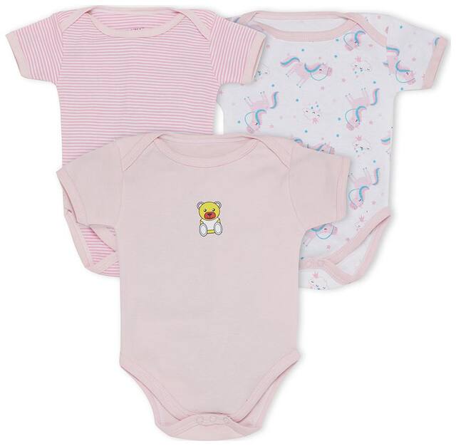 BUMZEE Unisex Cotton Printed Body suit - Pink