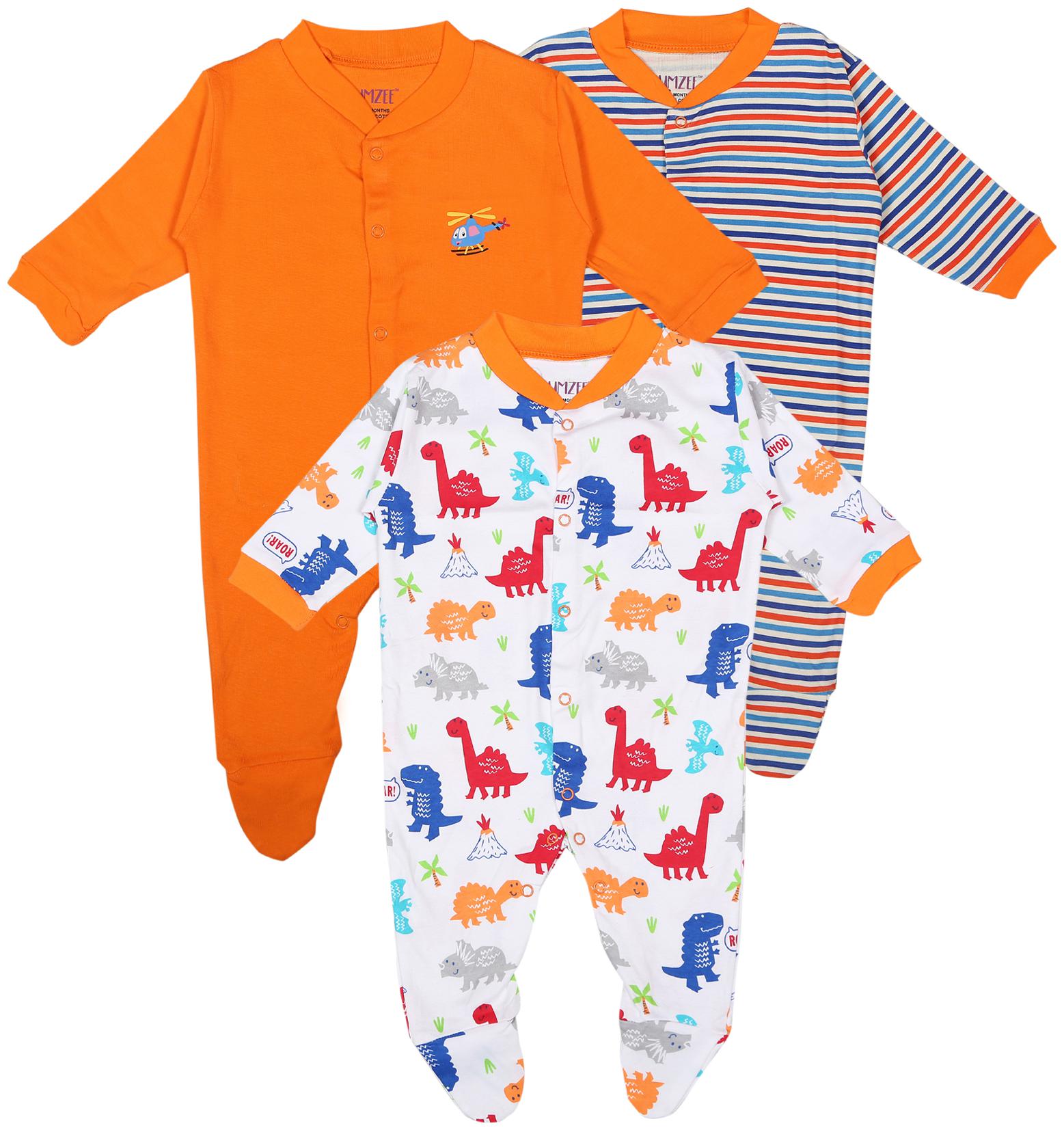 

BUMZEE Unisex Knitted Printed Sleep suit - Orange