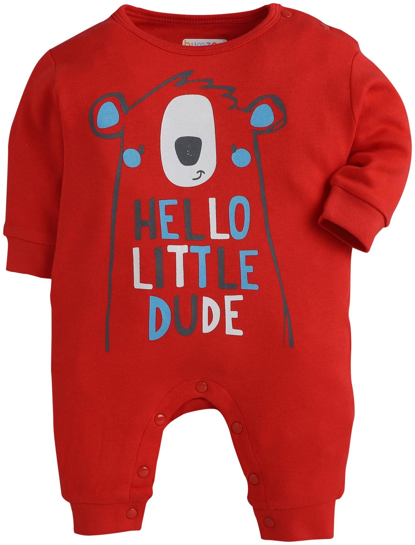 

BUMZEE Unisex Knitted Printed Romper - Red