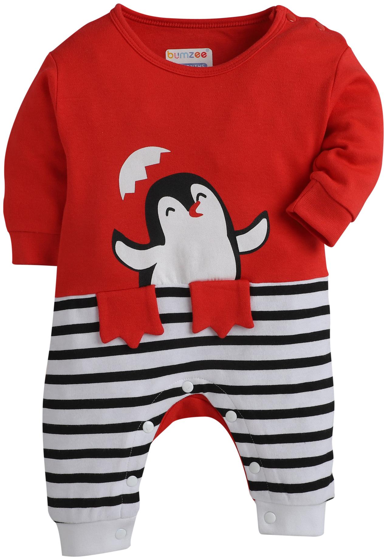 

BUMZEE Unisex Knitted Printed Romper - Red