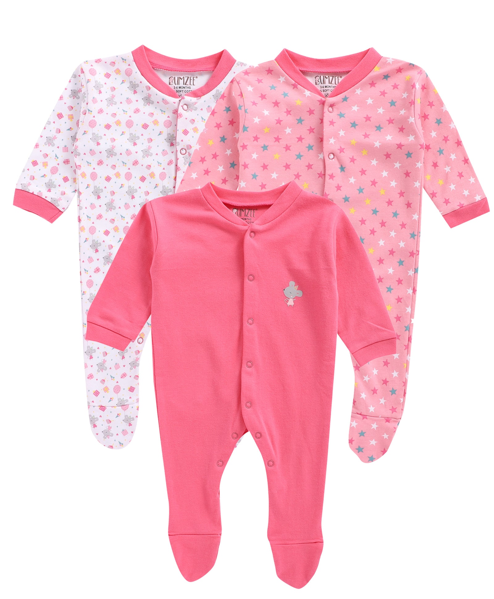 

BUMZEE Unisex Knitted Printed Sleep suit - Pink