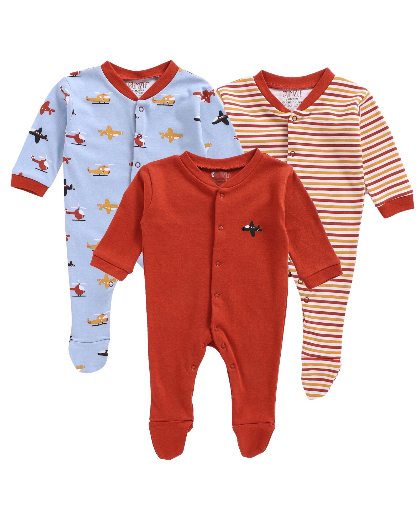 

BUMZEE Unisex Knitted Printed Sleep suit - Red
