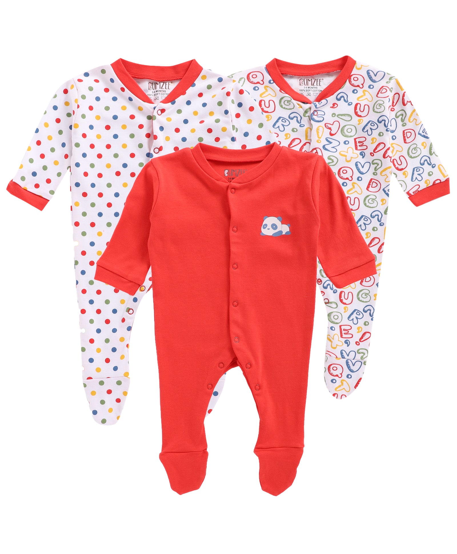 

BUMZEE Unisex Knitted Printed Sleep suit - Red