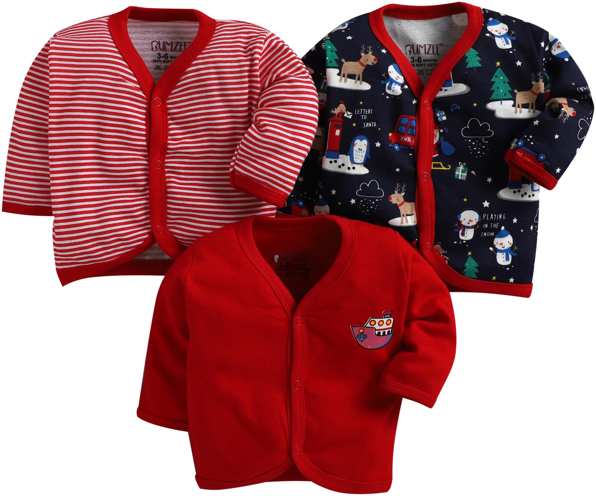 

BUMZEE Knitted Printed T shirt for Unisex Infants - Multi