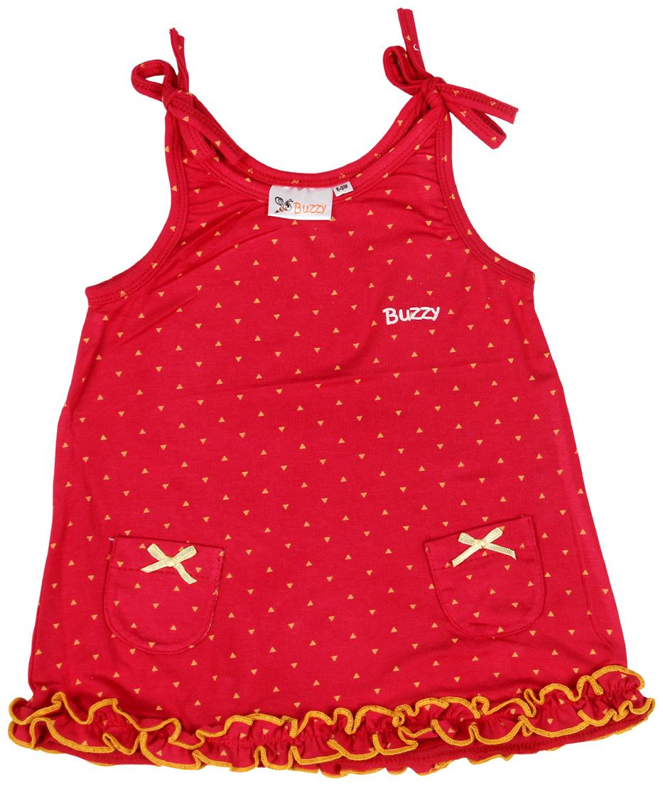 

Buzzy Baby girl Cotton Printed Princess frock - Red
