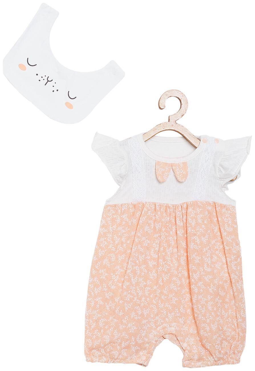 

Camey Baby girl Cotton Printed Romper - Orange White