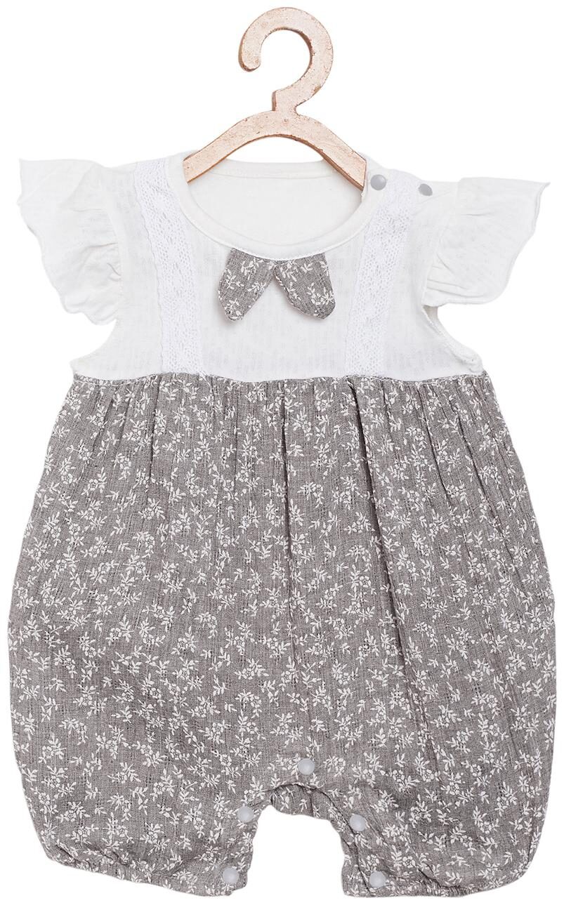 

Camey Baby girl Cotton Printed Romper - Grey White