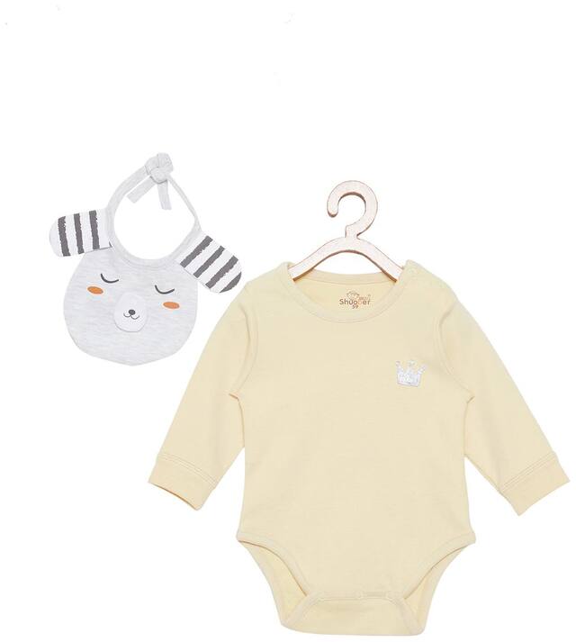 Camey Unisex Cotton Printed Romper - Yellow