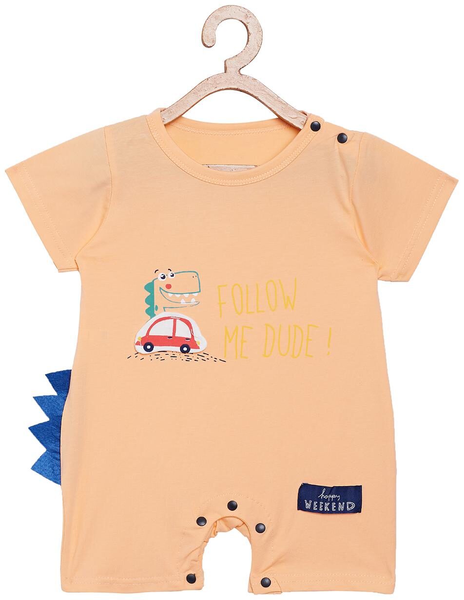 

Camey Unisex Cotton Printed Romper - Orange