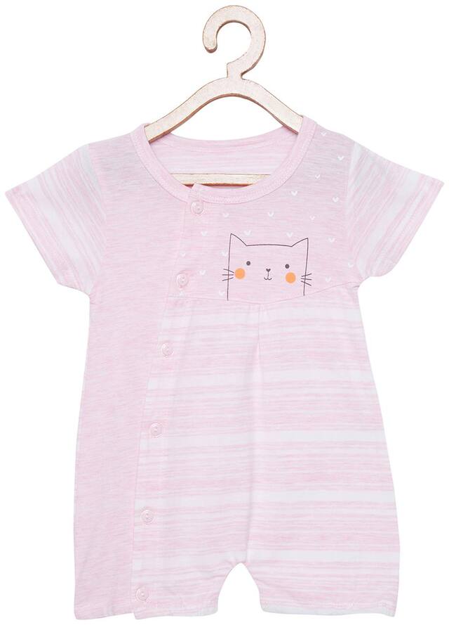 Camey Unisex Cotton Printed Romper - Pink