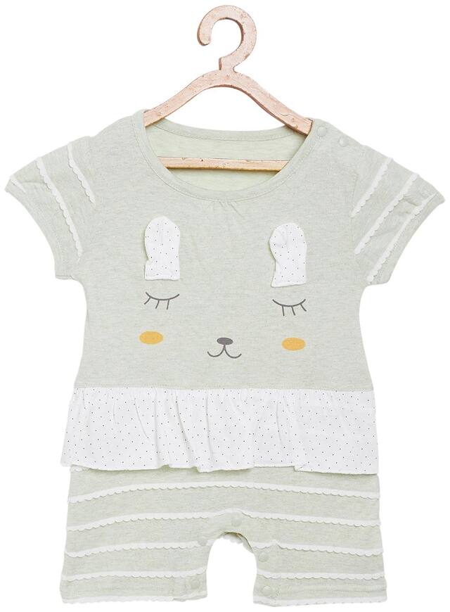 Camey Baby girl Cotton Printed Romper - Green