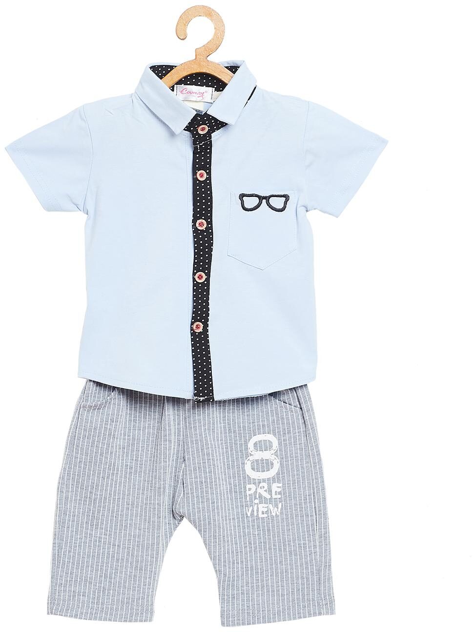 

Camey Cotton Printed Top Bottom Set - Blue Grey
