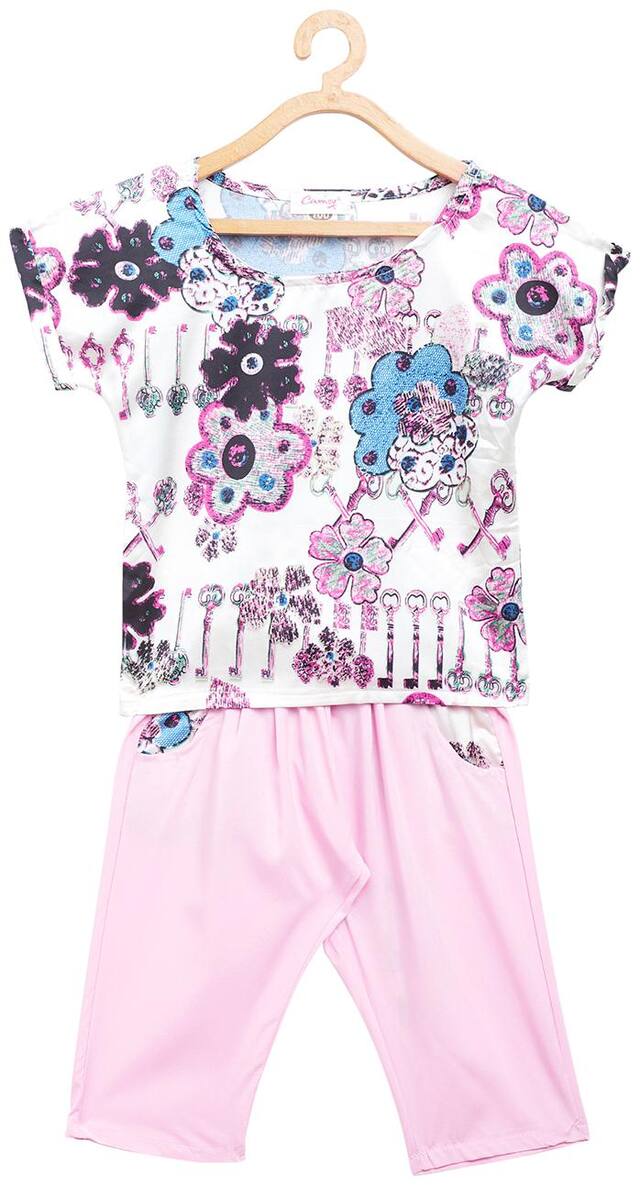 Camey Girl Polyester Top & Bottom Set - Multi