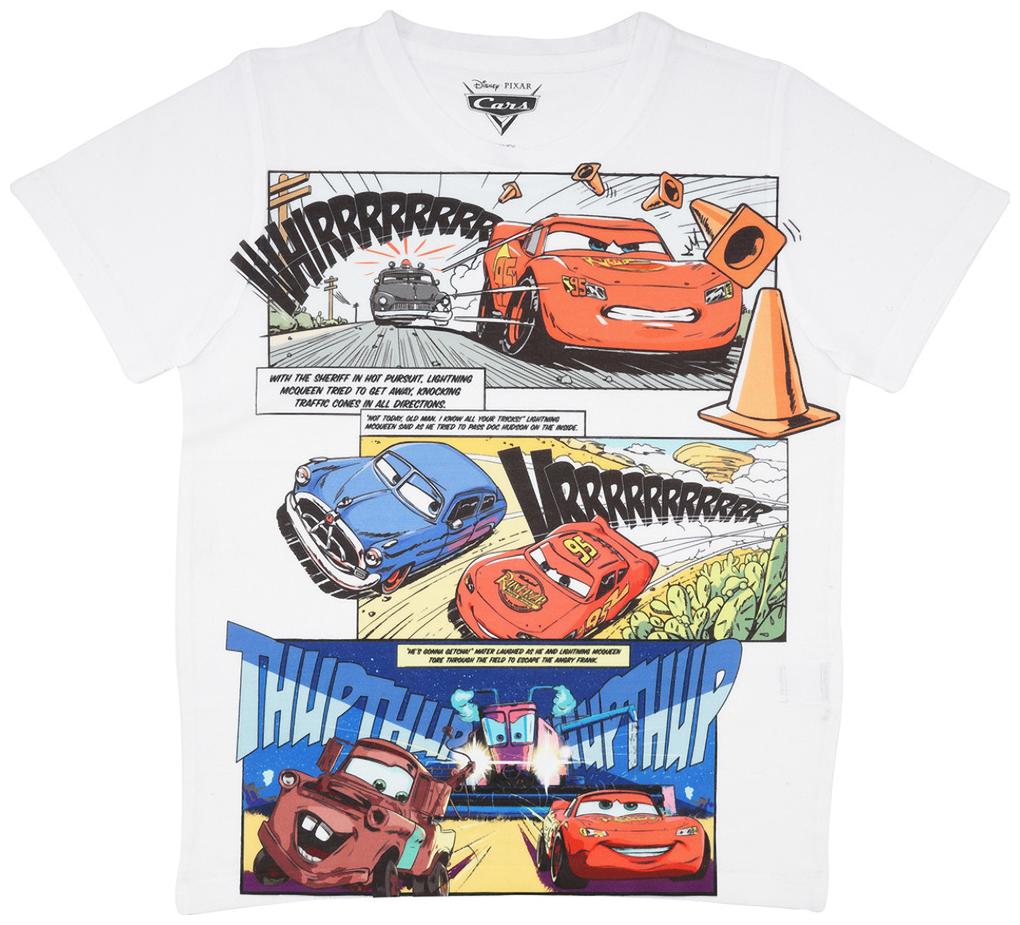 

Cars Boy Polyester Printed T-shirt - White
