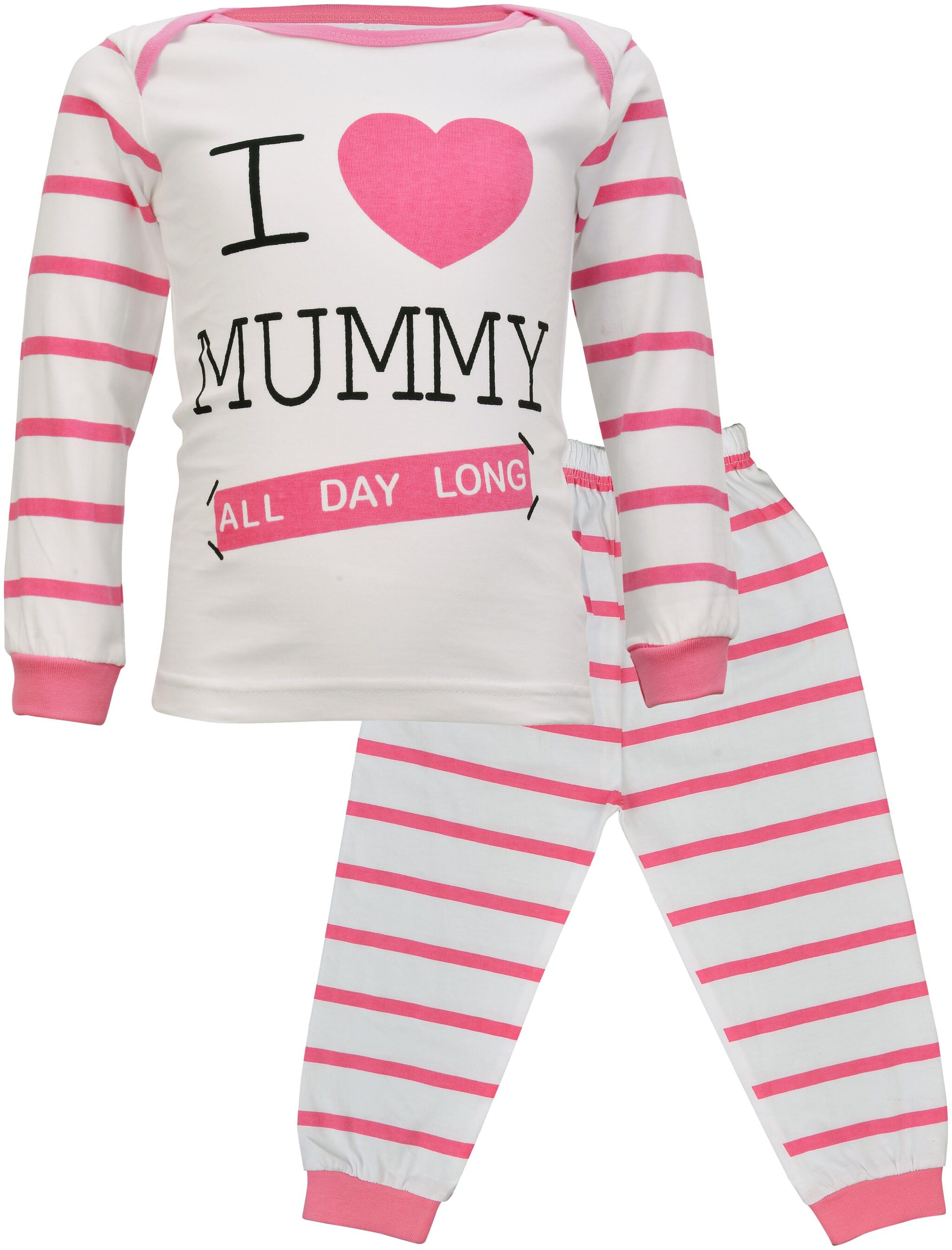 

Catcub Cotton Striped Top Bottom Set - Pink White