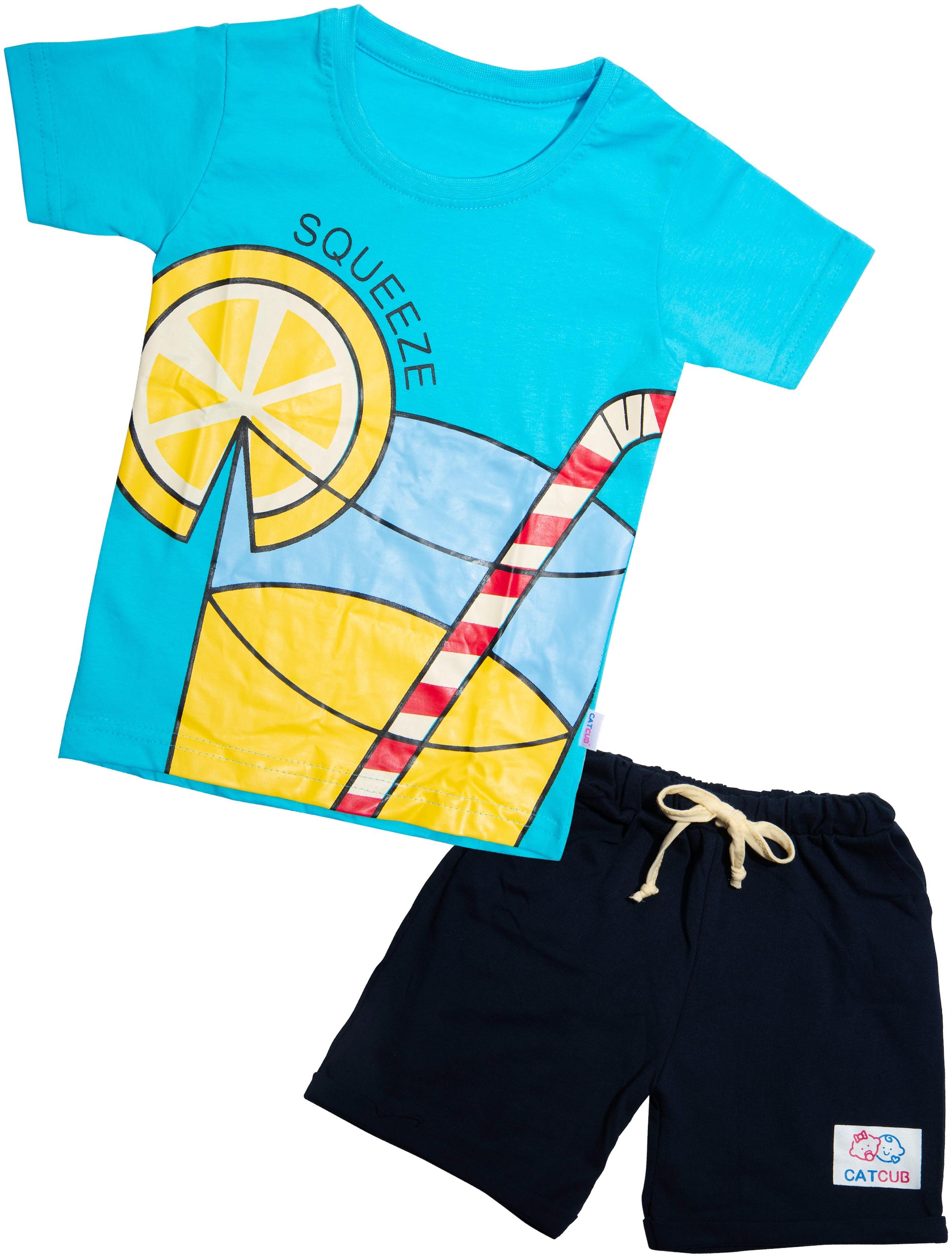 

Catcub Unisex Top bottom set - Blue