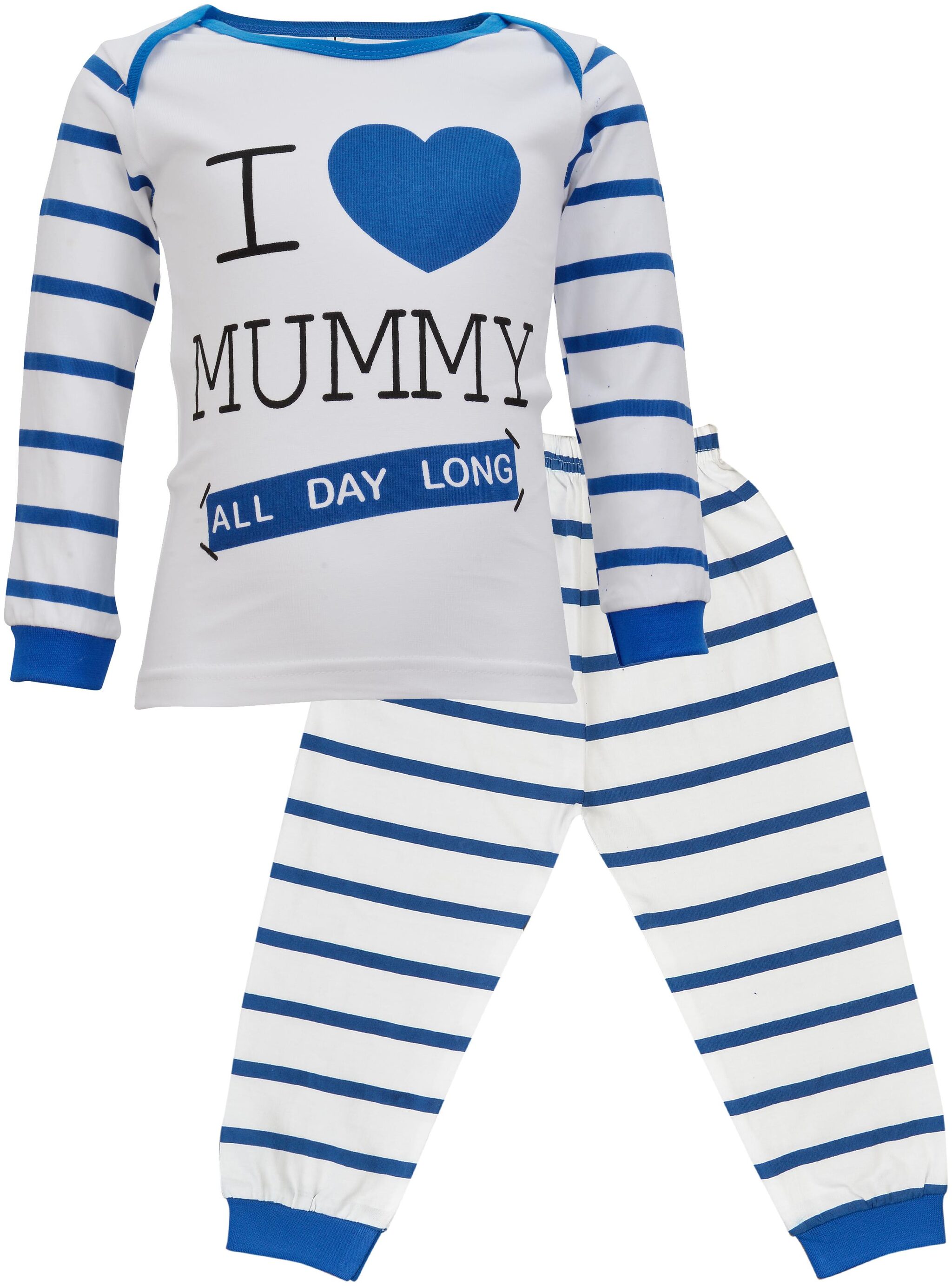 

Catcub Cotton Striped Top Bottom Set - Blue White