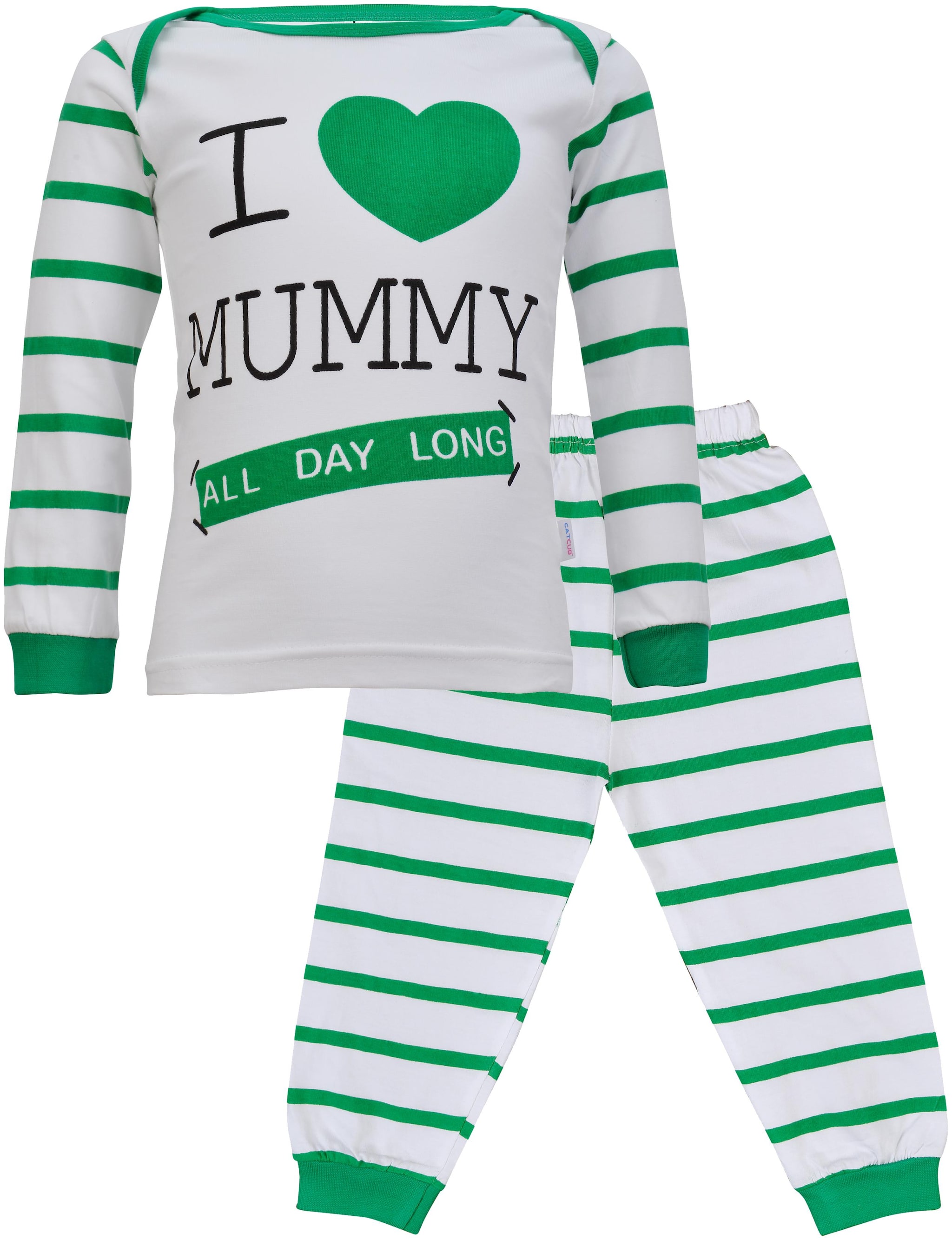 

Catcub Unisex Top bottom set - Green White