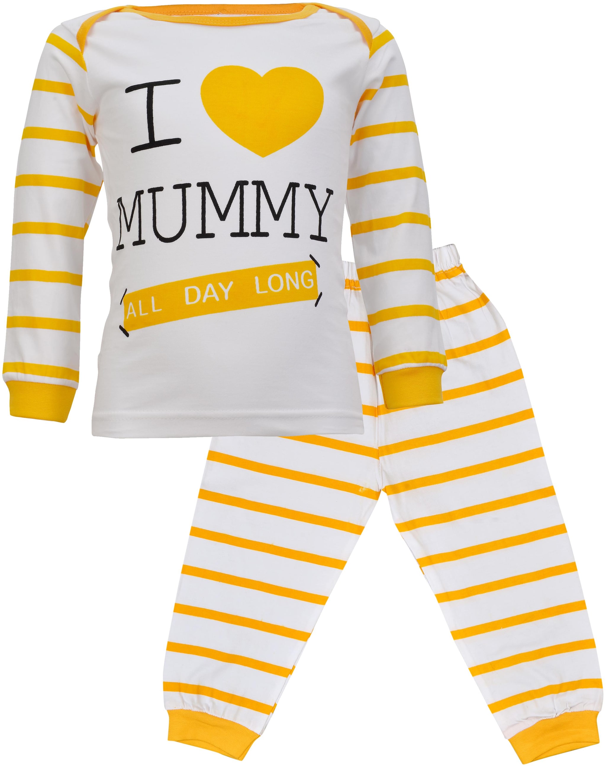 

Catcub Cotton Striped Top Bottom Set - Yellow White