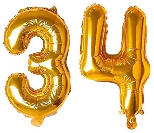 

CC S Solid 34 (THIRTY-FOUR) Number Digit Numerical Foil balloon