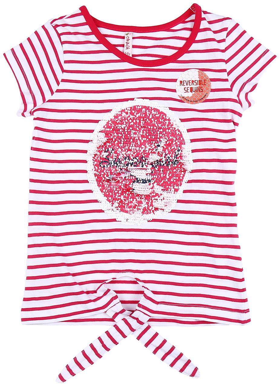 

Chalk by Pantaloons Girl Cotton Striped T shirt - Pink