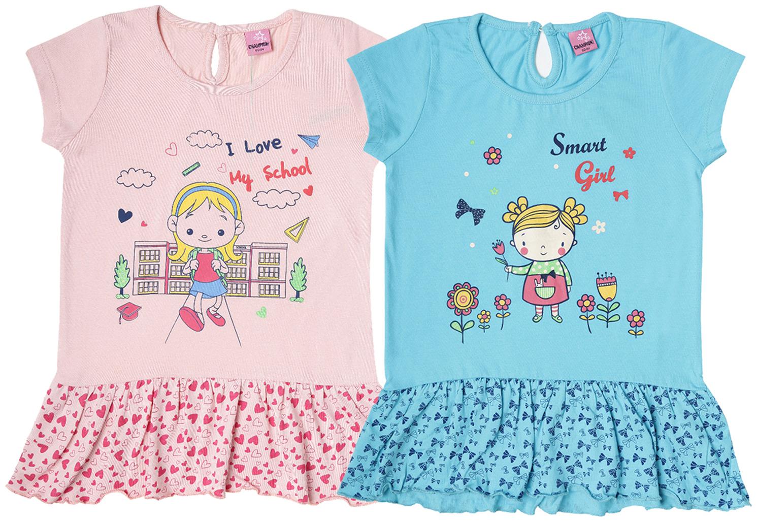 

Dollar champion kidswear Girl Cotton Printed Top - Blue